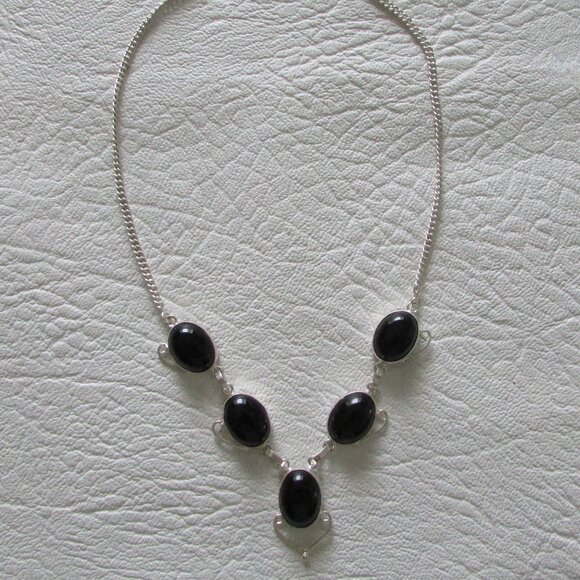 Black Onyx Silver Necklace - NEW - Picture 6 of 7